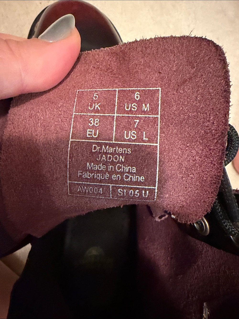 Dr. Martens Black and Burgundy Leather Lace-Up Combat Boots - Picture 5 of 5
